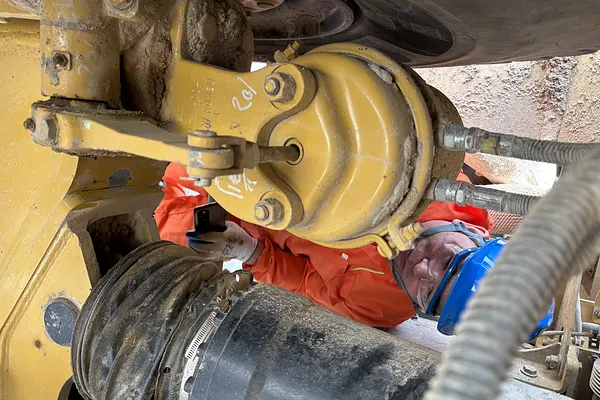 Sensor installation on a wheel loader